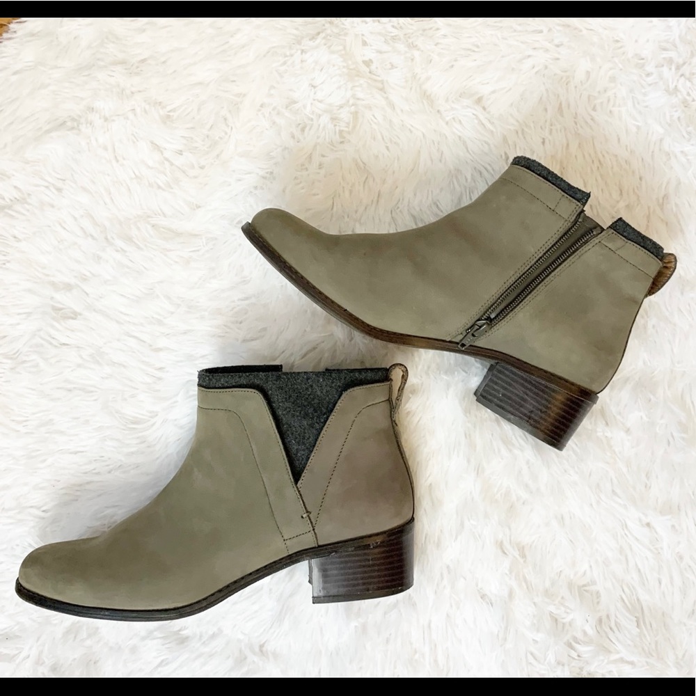 Vionic Ankle Boots Hope Joslyn Leather Taupe Weather Resistant Suede